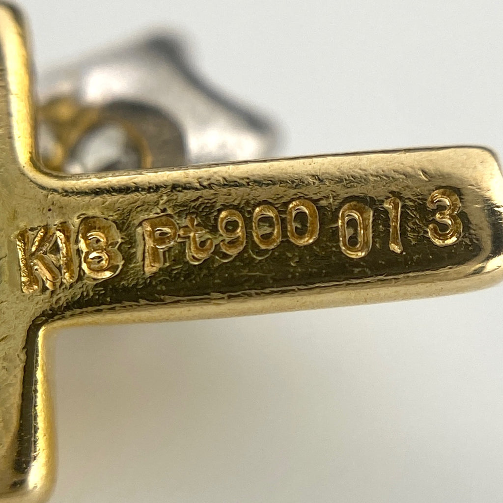 クロスモチーフ デザインネックレス YG イエローゴールド プラチナ ペンダント ダイヤモンド 十字架 ネックレス K18 750 Pt900 レディース 【中古】nbjwl