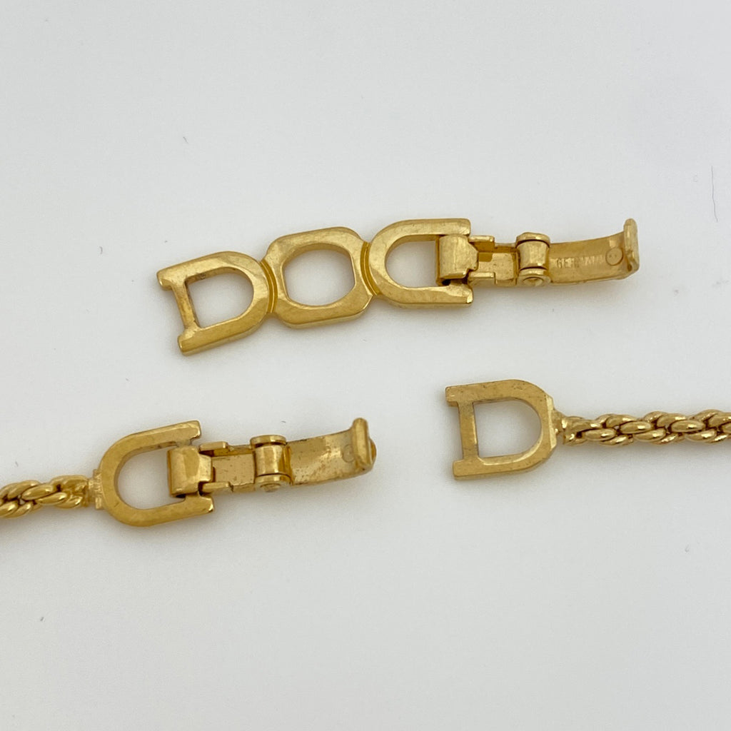 クリスチャンディオール フェイクパール デザイン ネックレス GP ラインストーン ゴールド レディース 【中古】bracc