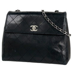 シャネル ココマーク チェーン ショルダーバッグ ターンロック ショルダーバッグ レザー ブラック レディース 【中古】brbag