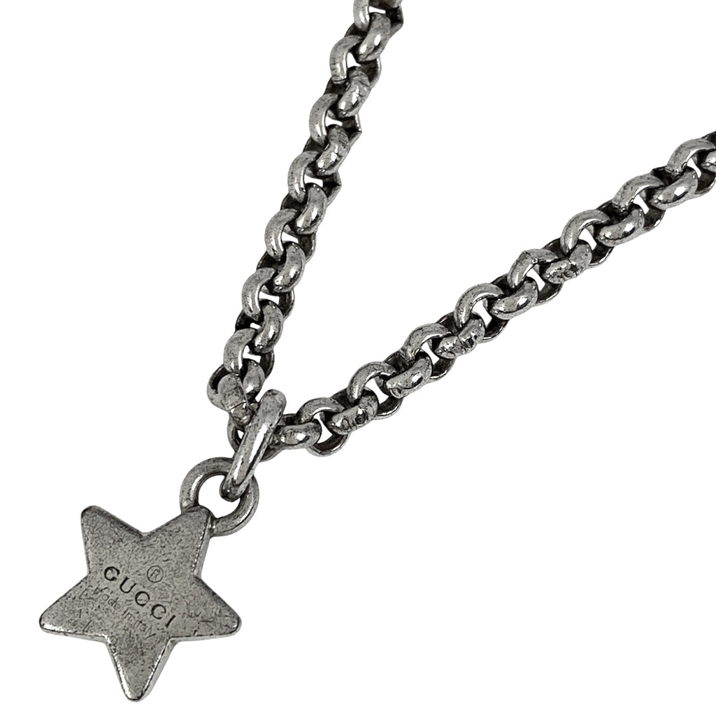 グッチ ロゴ ネックレス スター 星モチーフ ネックレス シルバー925 シルバー レディース 【中古】bracc