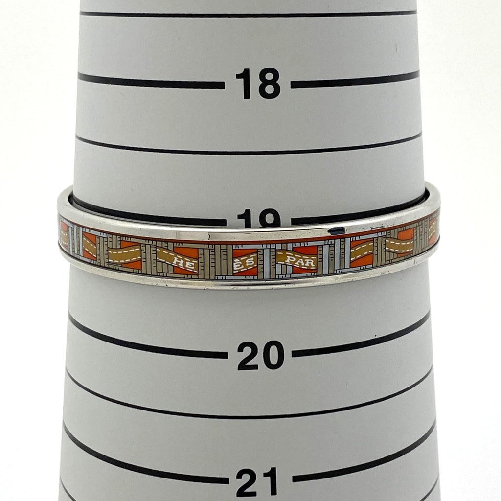 エルメス エマイユ PM 腕輪 七宝焼き バングル シルバーメッキ オレンジ レディース 【中古】bracc