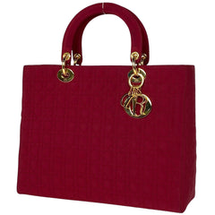 クリスチャンディオール レディディオール カナージュ ハンドバッグ ナイロンキャンバス レッド レディース 【中古】brbag