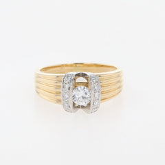 ダイヤモンド デザインリング YG イエローゴールド プラチナ 指輪 メレダイヤ リング 12号 K18 Pt900 ダイヤモンド レディース 【中古】nbjwl