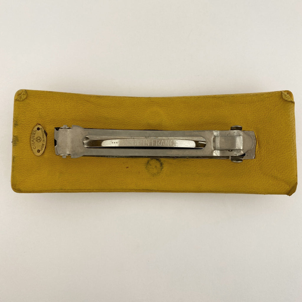 シャネル ココマーク バレッタ CCマーク 髪留め 髪飾り ヘアクリップ バレッタ レザー イエロー レディース 【中古】brbag