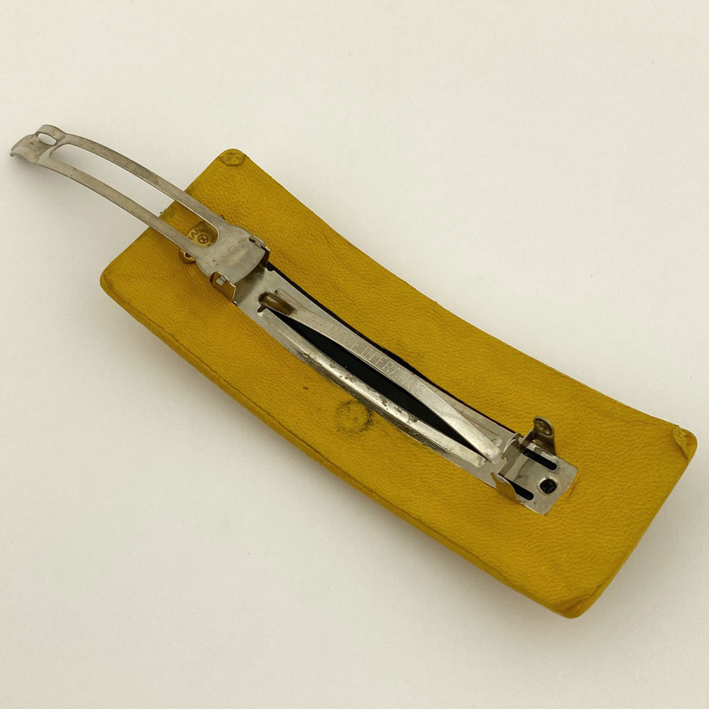 シャネル ココマーク バレッタ CCマーク 髪留め 髪飾り ヘアクリップ バレッタ レザー イエロー レディース 【中古】brbag