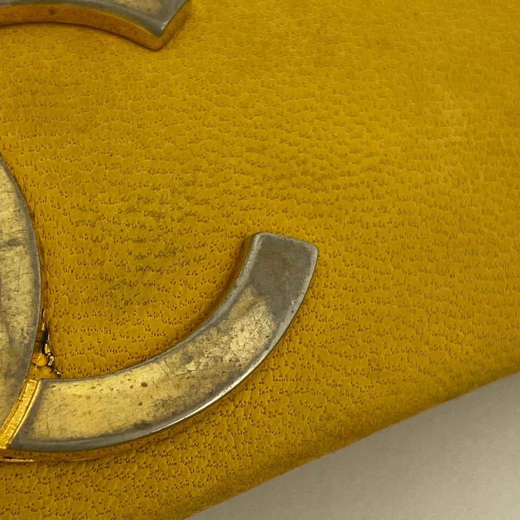 シャネル ココマーク バレッタ CCマーク 髪留め 髪飾り ヘアクリップ バレッタ レザー イエロー レディース 【中古】brbag