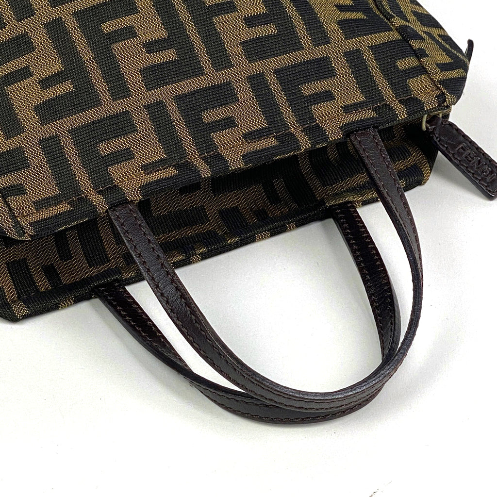フェンディ ズッカ柄 ハンドバッグ ミニ ハンドバッグ キャンバス ブラウン 8N0000 レディース 【中古】brbag
