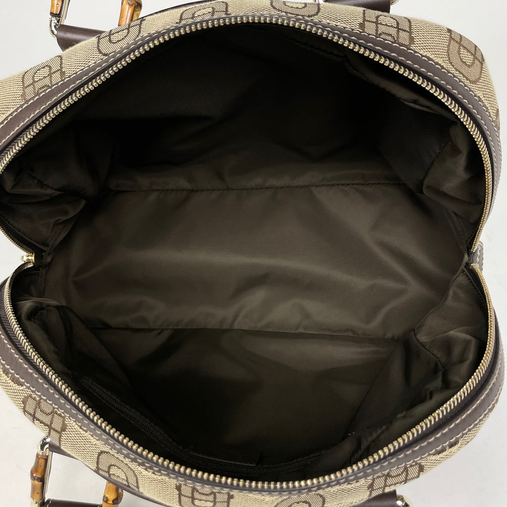 グッチ ホースビット柄 ハンドバッグ 手提げ バンブー ハンドバッグ キャンバス ブラウン 248271 レディース 【中古】brbag