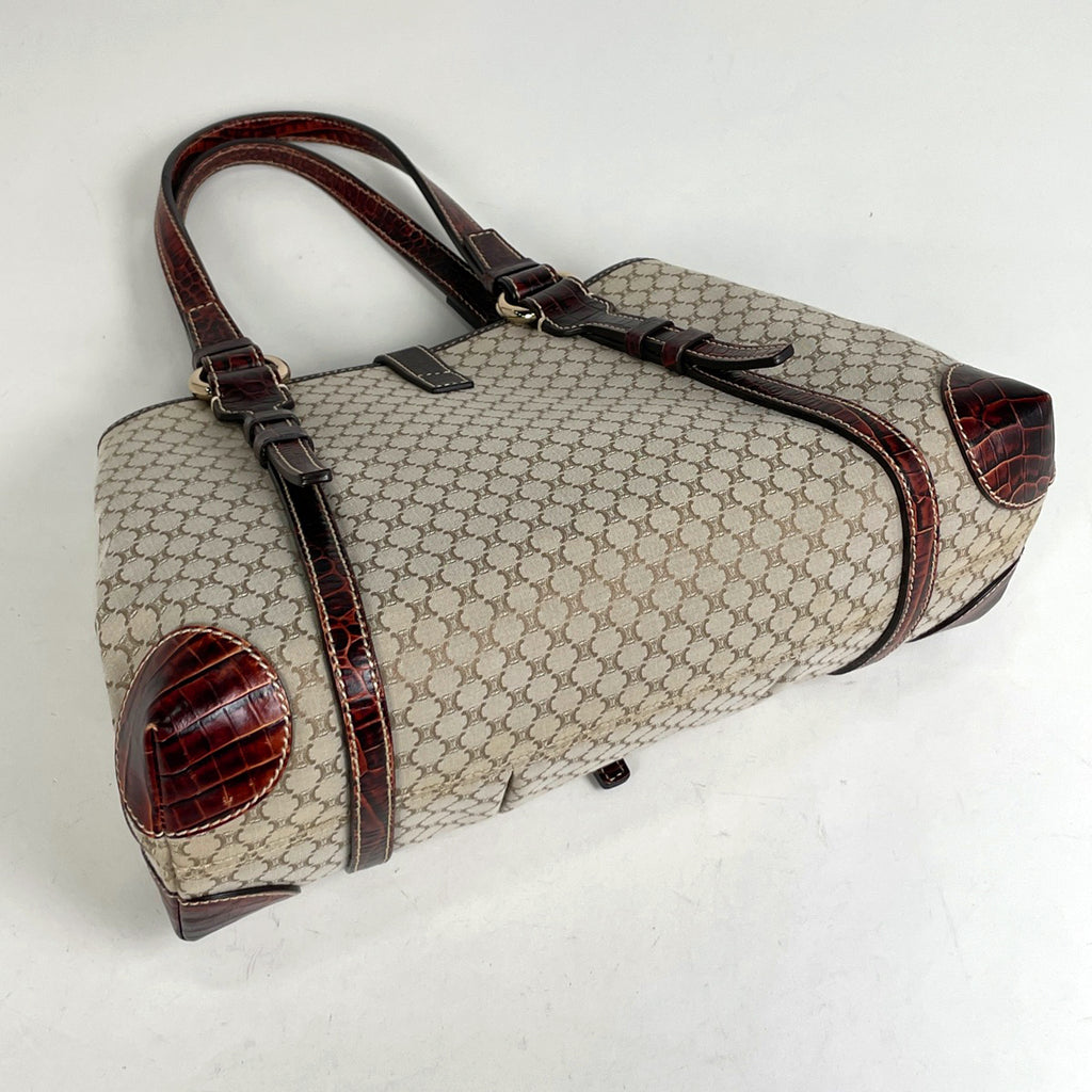セリーヌ マカダム柄 トートバッグ ハンドバッグ トートバッグ キャンバス ブラウン レディース 【中古】brbag
