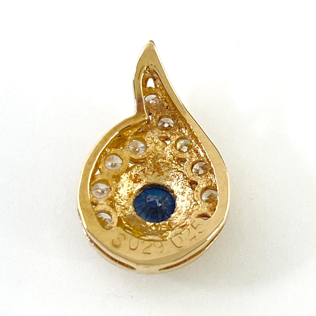 サファイア ペンダントトップ YG イエローゴールド メレダイヤ ペンダントトップ K18 サファイア ダイヤモンド レディース 【中古】nbjwl