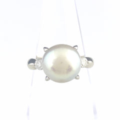 パール デザインリング プラチナ 指輪 メレダイヤ 真珠 リング 10.5号 Pt900 パール ダイヤモンド レディース 【中古】nbjwl