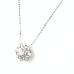 ダイヤモンド デザインネックレス プラチナ WG ホワイトゴールド ペンダント メレダイヤ ダイヤモンド ネックレス Pt950 K18 WG レディース 【中古】nbjwl