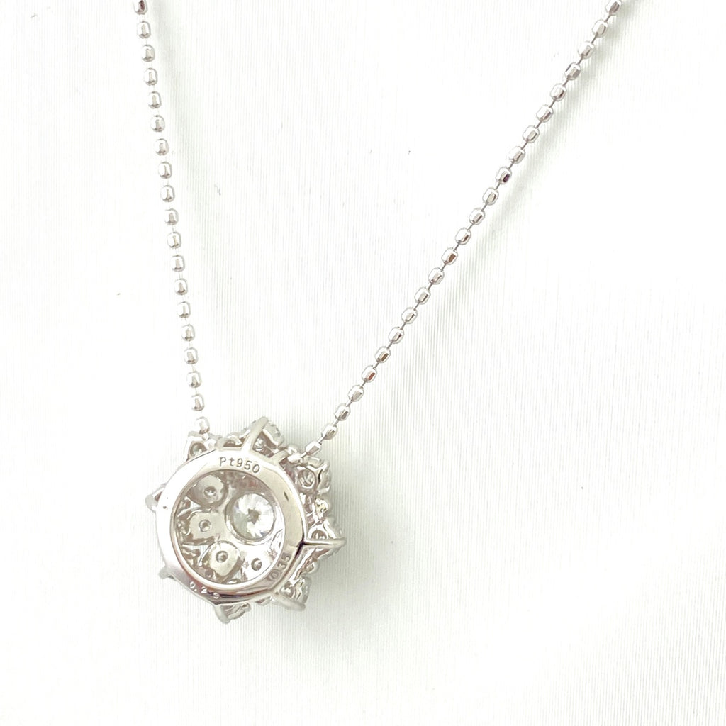 ダイヤモンド デザインネックレス プラチナ WG ホワイトゴールド ペンダント メレダイヤ ダイヤモンド ネックレス Pt950 K18 WG レディース 【中古】nbjwl