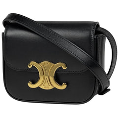 セリーヌ トリオンフ ミニ ショルダーバッグ 2WAY ポーチ ショルダーバッグ レザー ブラック レディース 【中古】brbag
