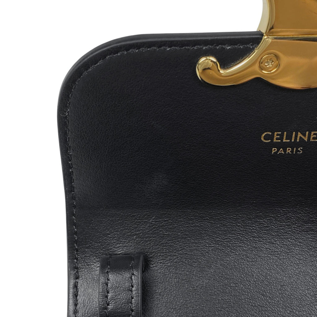 セリーヌ トリオンフ ミニ ショルダーバッグ 2WAY ポーチ ショルダーバッグ レザー ブラック レディース 【中古】brbag