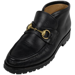 グッチ ホースビット ショートブーツ チャッカブーツ モカシン 靴 ショートブーツ レザー ブラック レディース 【中古】brapp