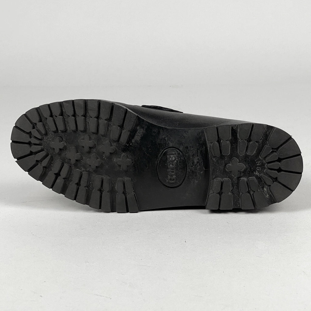 グッチ ホースビット ショートブーツ チャッカブーツ モカシン 靴 ショートブーツ レザー ブラック レディース 【中古】brapp