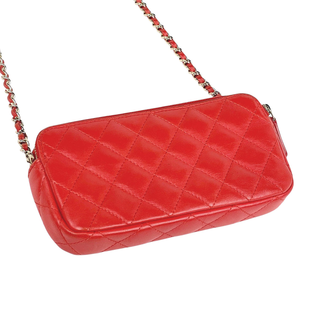 シャネル ココマーク チェーン ウォレット マトラッセ ショルダーバッグ レザー オレンジ レディース 【中古】brbag