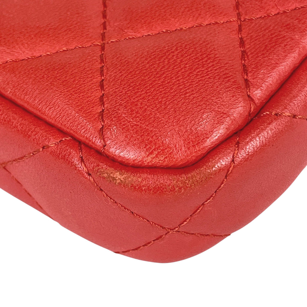 シャネル ココマーク チェーン ウォレット マトラッセ ショルダーバッグ レザー オレンジ レディース 【中古】brbag