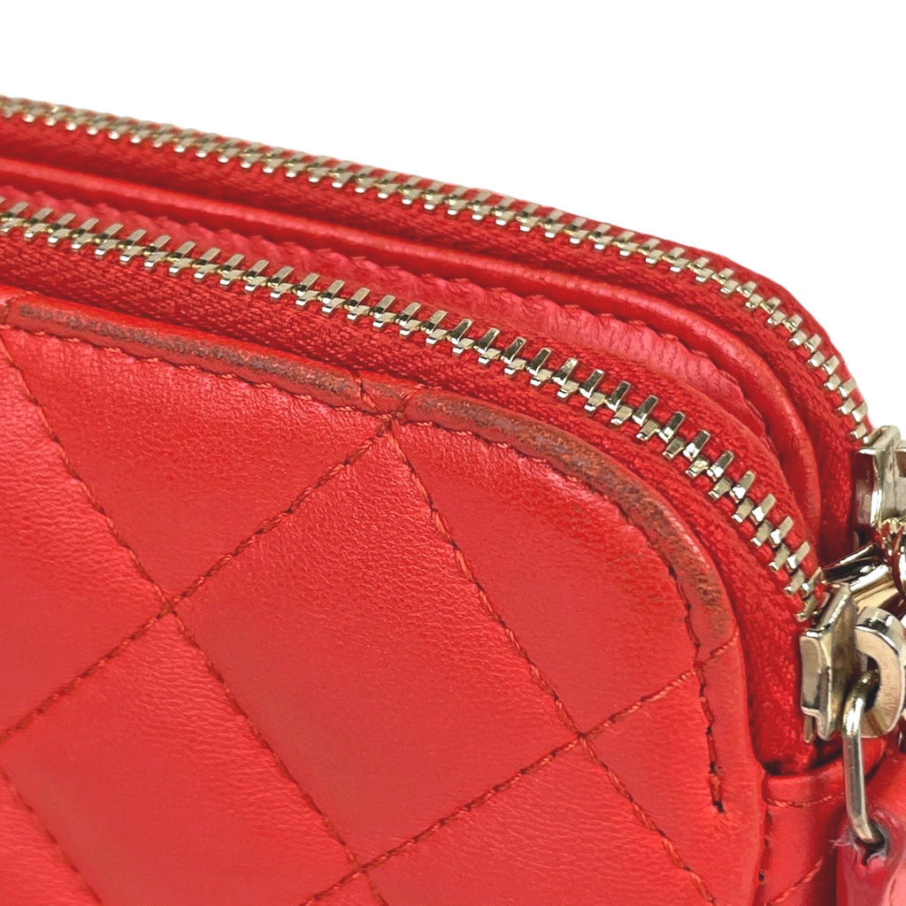 シャネル ココマーク チェーン ウォレット マトラッセ ショルダーバッグ レザー オレンジ レディース 【中古】brbag