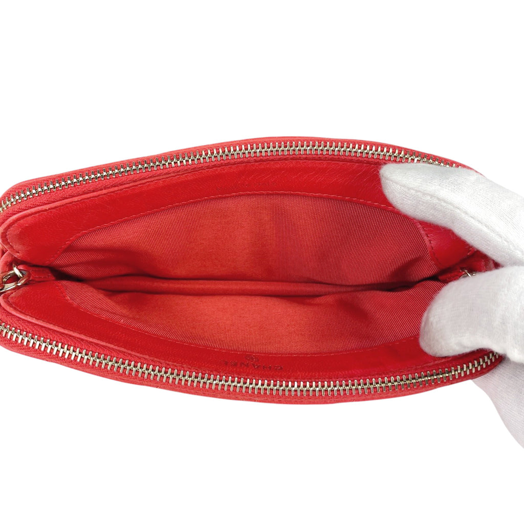 シャネル ココマーク チェーン ウォレット マトラッセ ショルダーバッグ レザー オレンジ レディース 【中古】brbag