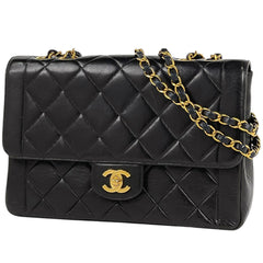 シャネル ココマーク チェーン ショルダーバッグ マトラッセ Wチェーン ショルダーバッグ レザー ブラック レディース 【中古】brbag
