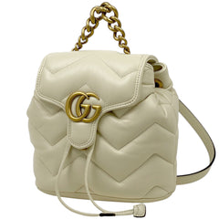 グッチ GGマーモント リュックサック バックパック デイパック ダブルG リュック レザー アイボリー 777253 レディース 【中古】brbag