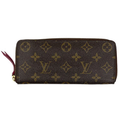 ルイ・ヴィトン ポルトフォイユ クレマンス 札入れ 小銭入れ ラウンドファスナー 長財布 モノグラム ブラウン フューシャ(ボルドー) M60742 レディース 【中古】brbag