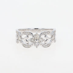 メレダイヤ デザインリング WG ホワイトゴールド 指輪 リング 12号 K18 WG ダイヤモンド レディース 【中古】nbjwl