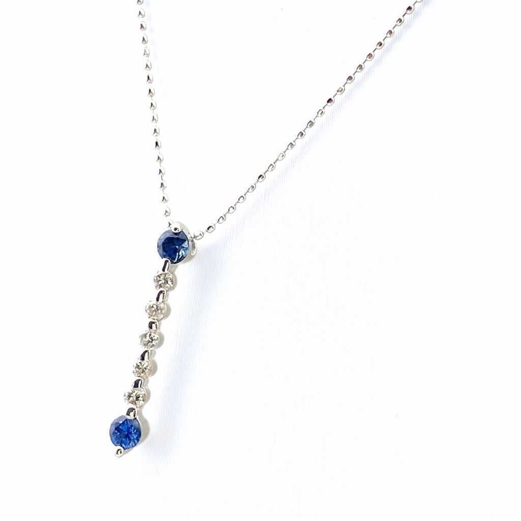 サファイア デザインネックレス WG ホワイトゴールド メレダイヤ ペンダント ネックレス K18 WG サファイア レディース 【中古】nbjwl