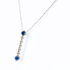 サファイア デザインネックレス WG ホワイトゴールド メレダイヤ ペンダント ネックレス K18 WG サファイア レディース 【中古】nbjwl