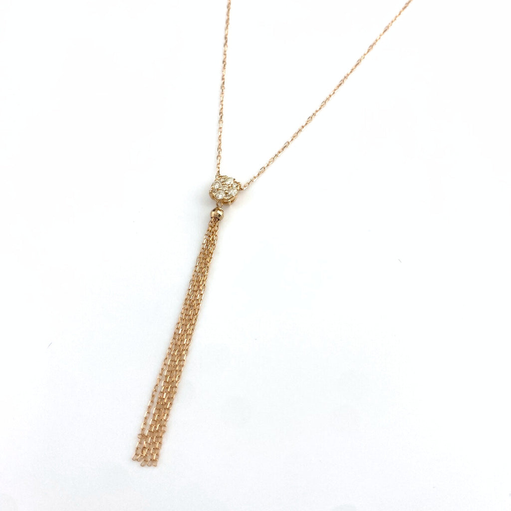 メレダイヤ デザインネックレス PG ピンクゴールド ペンダント ネックレス K18 ダイヤモンド レディース 【中古】nbjwl