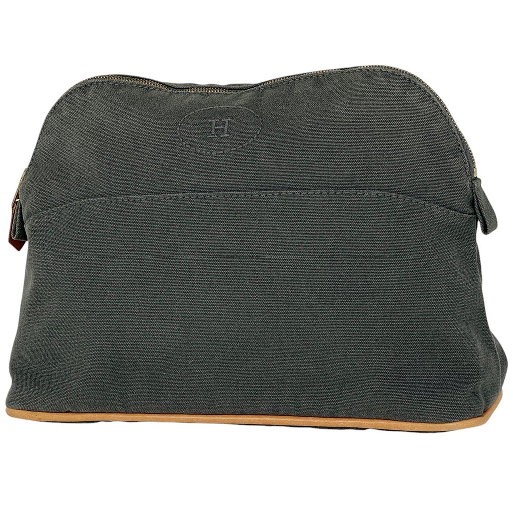 エルメス ボリード ポーチ MM メイクポーチ 小物入れ Hロゴ 化粧ポーチ キャンバス グレー レディース 【中古】brbag