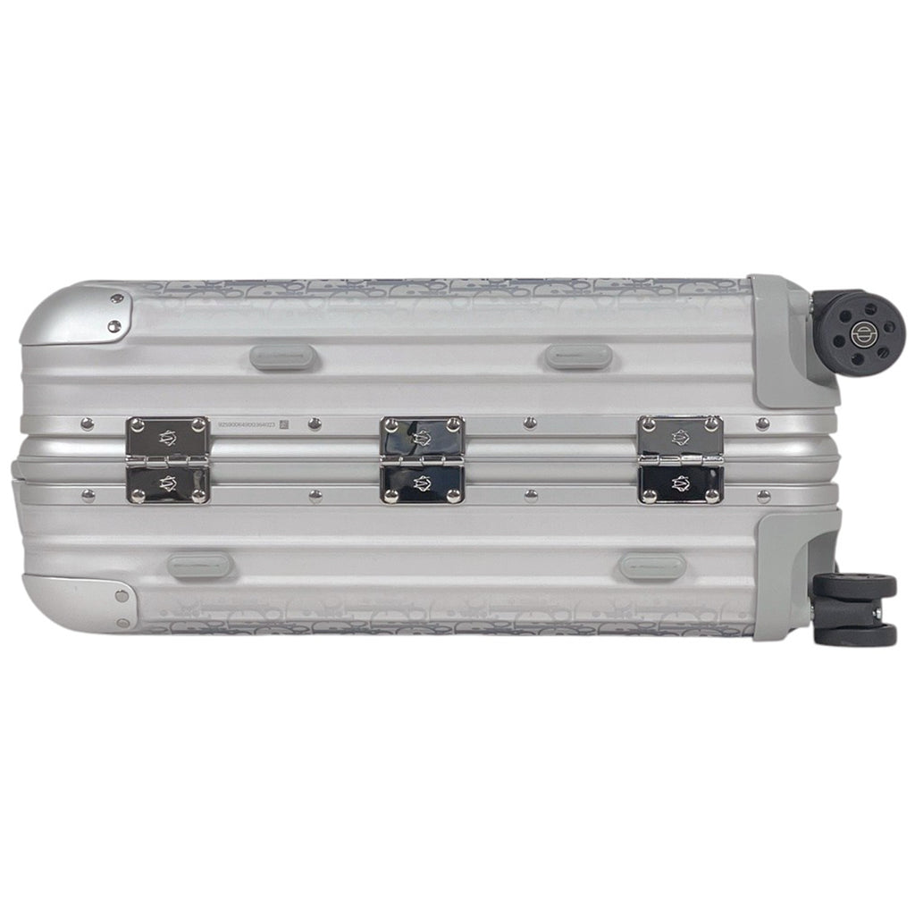 クリスチャンディオール ディオール アンド リモワ キャリーオン スーツケース DIOR AND RIMOWA オブリーク 35L キャリーバッグ PVC シルバー ブルー レディース 【中古】brbag