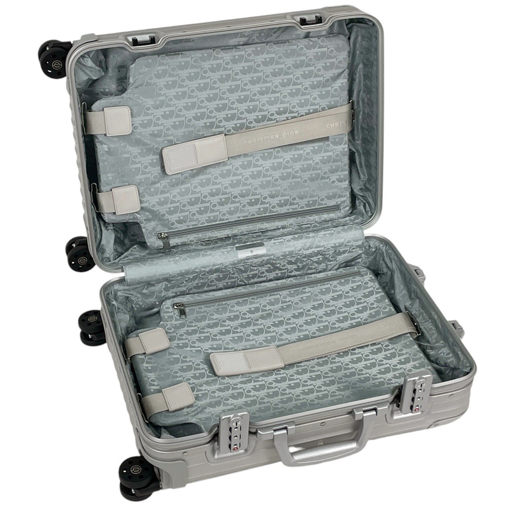 クリスチャンディオール ディオール アンド リモワ キャリーオン スーツケース DIOR AND RIMOWA オブリーク 35L キャリーバッグ PVC シルバー ブルー レディース 【中古】brbag