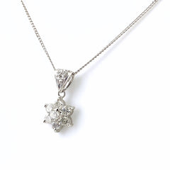 フラワーモチーフ デザインネックレス プラチナ ペンダント メレダイヤ 花 ネックレス Pt900 Pt850 ダイヤモンド レディース 【中古】nbjwl