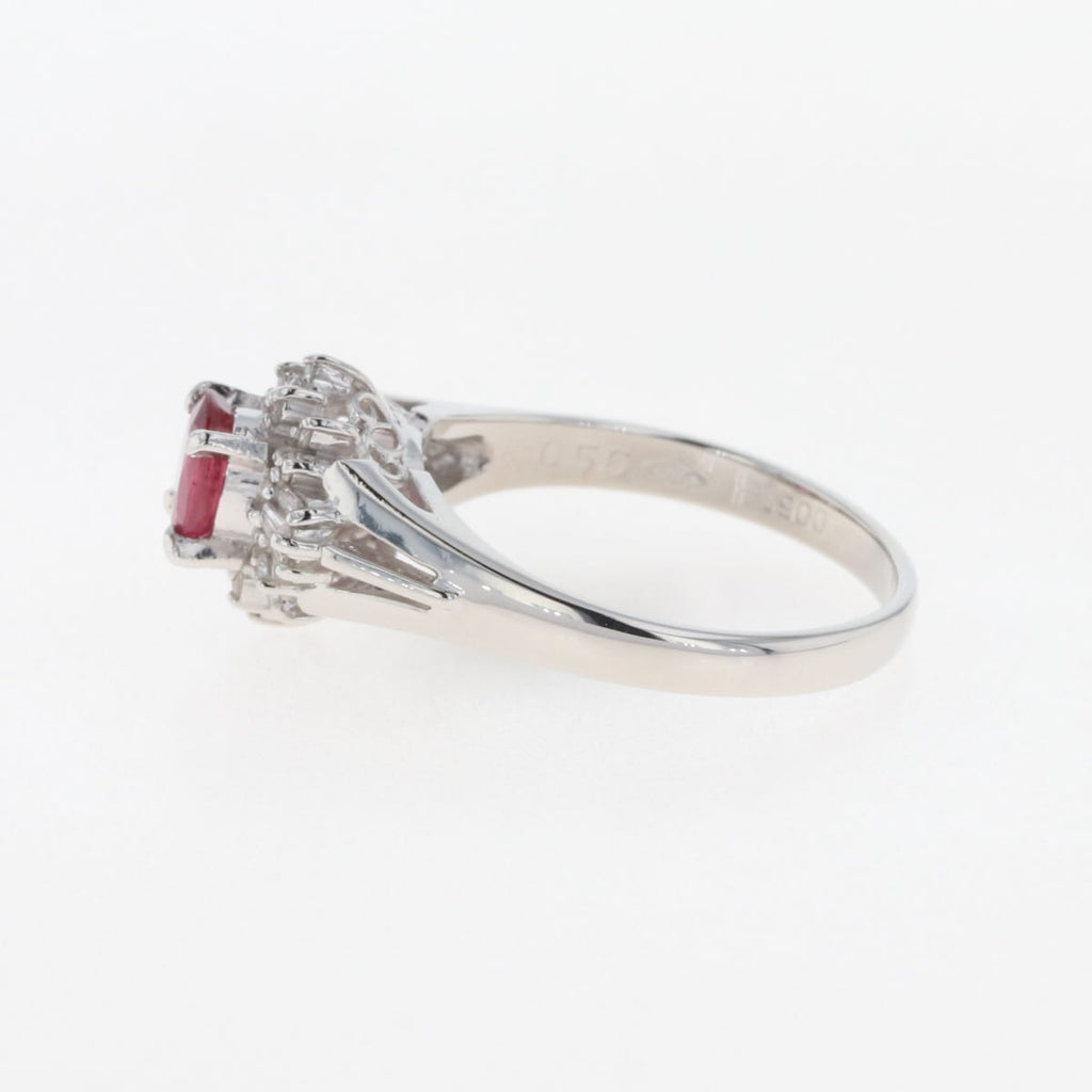 ルビー デザインリング プラチナ 指輪 メレダイヤ リング 10.5号 Pt900 ルビー ダイヤモンド レディース 【中古】nbjwl