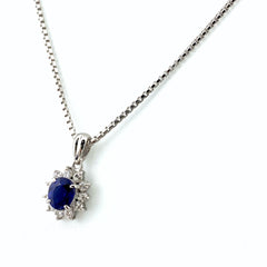 サファイア デザインネックレス プラチナ ペンダント メレダイヤ ネックレス Pt900 Pt850 サファイア レディース 【中古】nbjwl