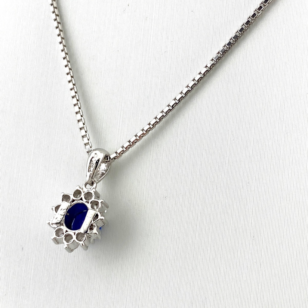 サファイア デザインネックレス プラチナ ペンダント メレダイヤ ネックレス Pt900 Pt850 サファイア レディース 【中古】nbjwl