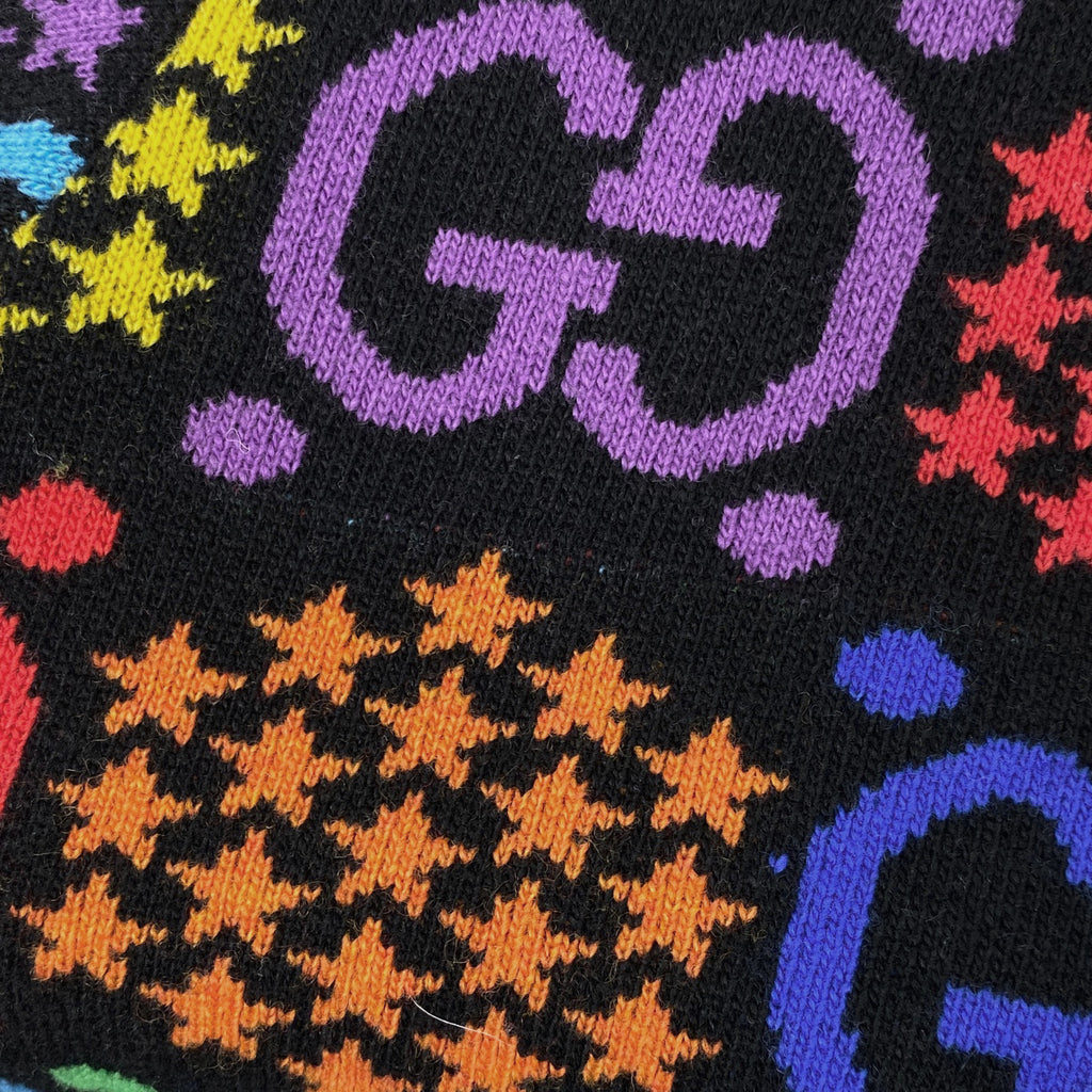 グッチ GG サイケデリック ニット インターロッキングG セーター トップス ニット ウール ブラック マルチカラー メンズ 【中古】brapp