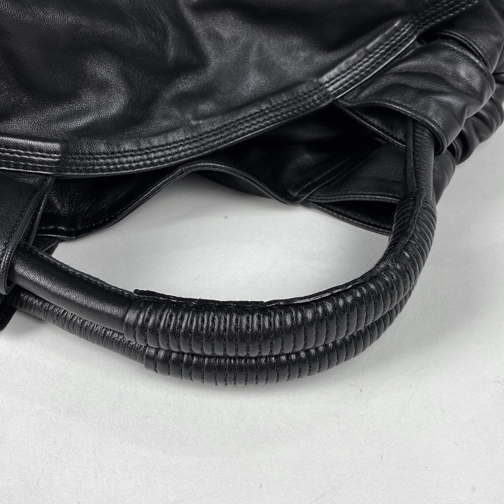 ロエベ ナッパアイレ アナグラム ハンドバッグ レザー ブラック レディース 【中古】brbag