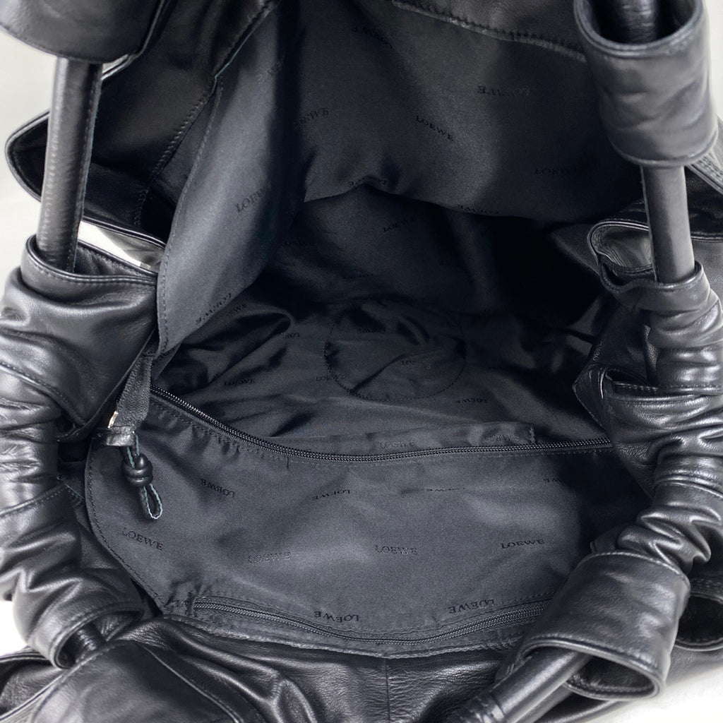ロエベ ナッパアイレ アナグラム ハンドバッグ レザー ブラック レディース 【中古】brbag