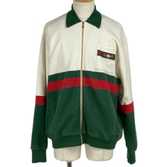 グッチ インターロッキングG ブルゾン ジップアップ アウター ブルゾン コットン ホワイト グリーン レッド メンズ 【中古】brapp