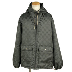 グッチ GG柄 ナイロンジャケット ジップブルゾン 総柄 アウター ナイロンジャケット ナイロン グレー メンズ 【中古】brapp