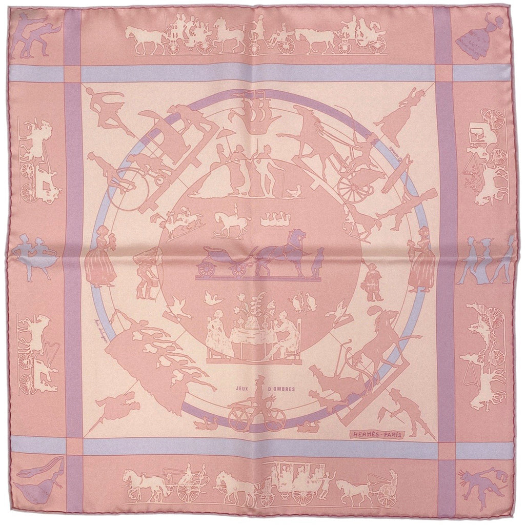 エルメス プチカレ JEUX D'OMBRES 影絵遊び スカーフ シルク ピンク レディース 【中古】brbag