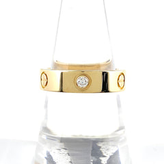 カルティエ ラブ リング ハーフ ダイヤ YG イエローゴールド 指輪 メレダイヤ リング 18.5号 750 ダイヤモンド レディース 【中古】brjwl