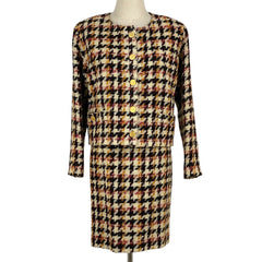 シャネル ツイード セットアップ ココシャネル コイン スーツ上下 スカートスーツ ウール ブラック マルチカラー レディース 【中古】brapp