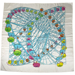 エルメス カレ 90 GRANDE ROUE 観覧車 スカーフ シルク ホワイト マルチカラー レディース 【中古】brbag