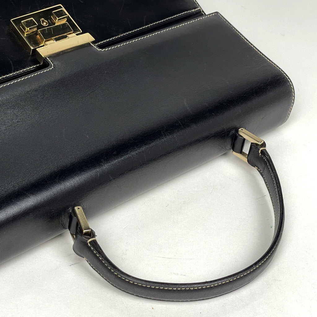 グッチ ロゴ ハンドバッグ レザー ブラック 0000857 レディース 【中古】brbag
