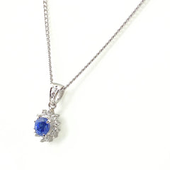 サファイア デザインネックレス プラチナ ペンダント メレダイヤ ネックレス Pt900 Pt850 サファイア レディース 【中古】nbjwl